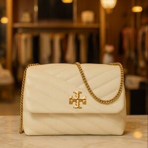 NEW Tory Burch Kira Chevron Cream MINI Convertible Shoulder Bag/Crossbody Bag